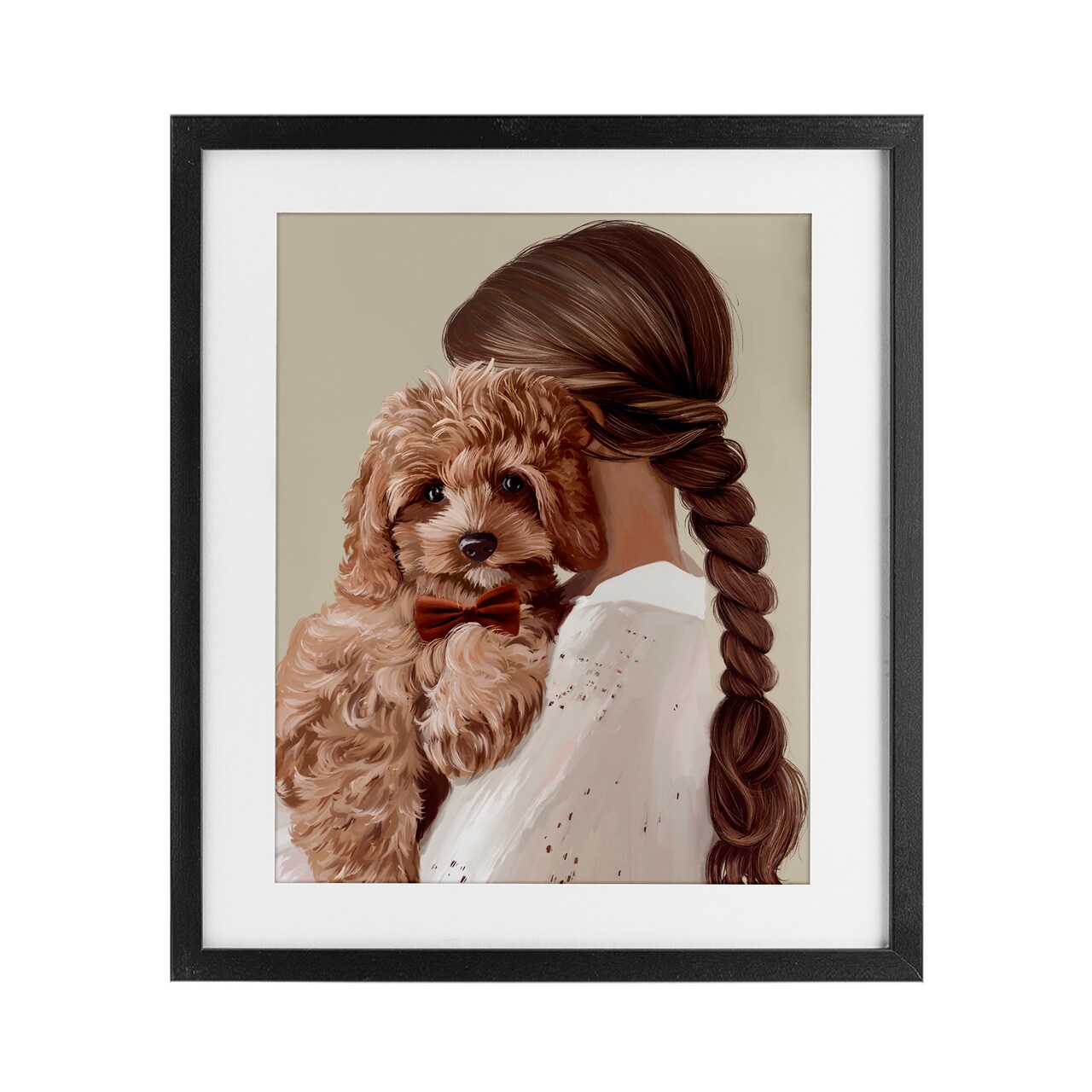 Stupell Industries Girl And Puppy Friendship Framed Print Under Glass, design by Anna Lischenko